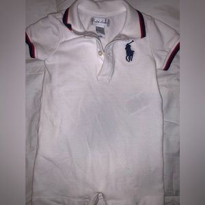 Baby Boy Ralph Lauren Polo White trimmed with red and blue jumpsuit size 3months